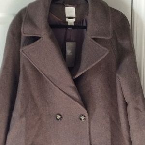 H&M Wool Blend Coat, Taupe, NWT